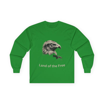 Land of the Free text on a Long-Sleeve Tee