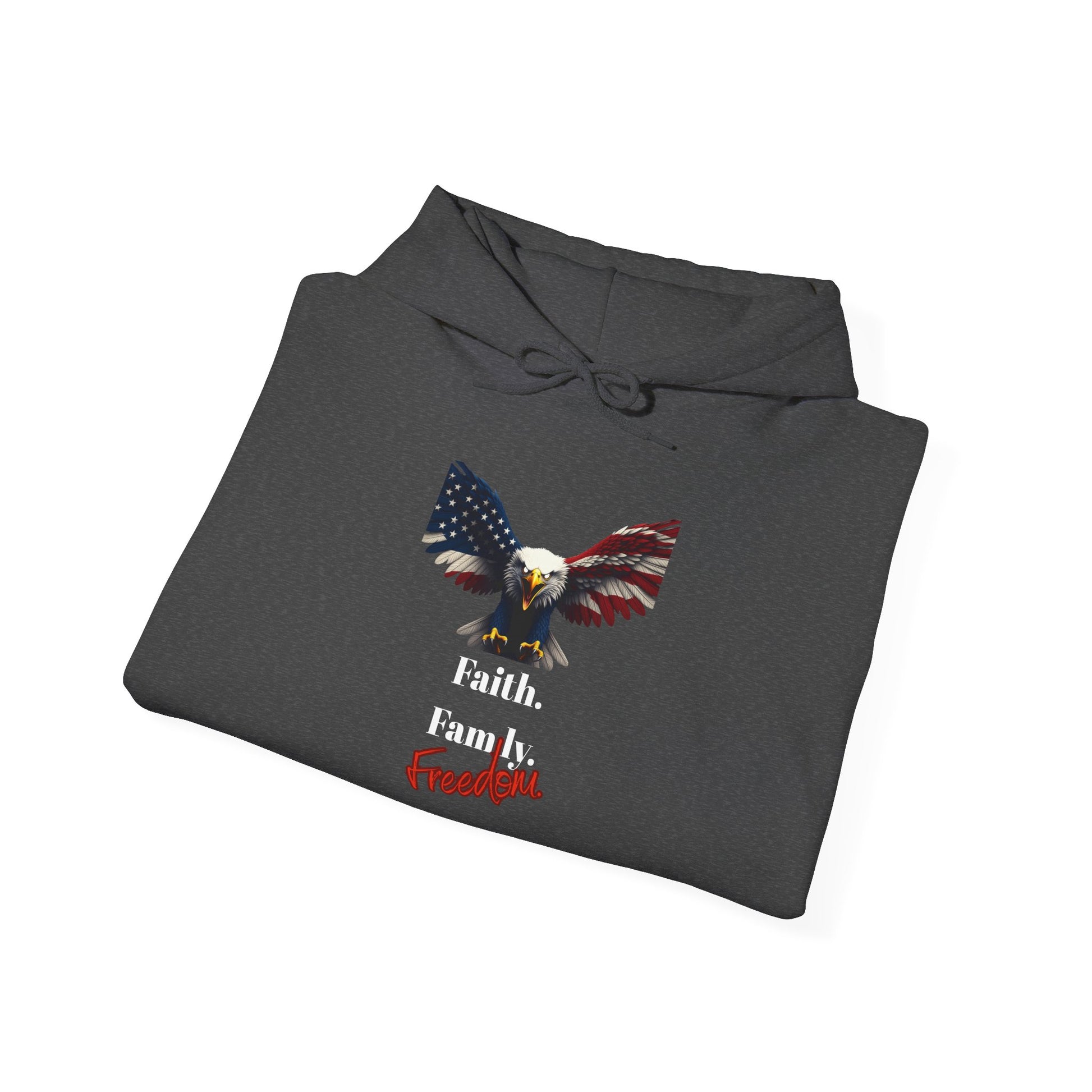 Faith. Family. Freedom Patriotic Eagle on a Pullover Hoodie