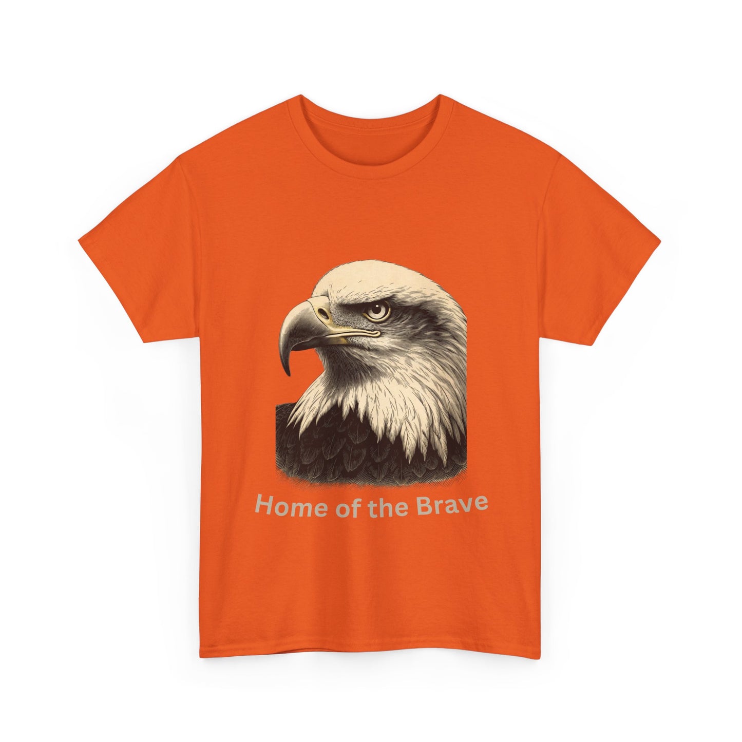 Engraved Eagle - Home of the Brave - text on the bottom of a Heavyweight T-shirt