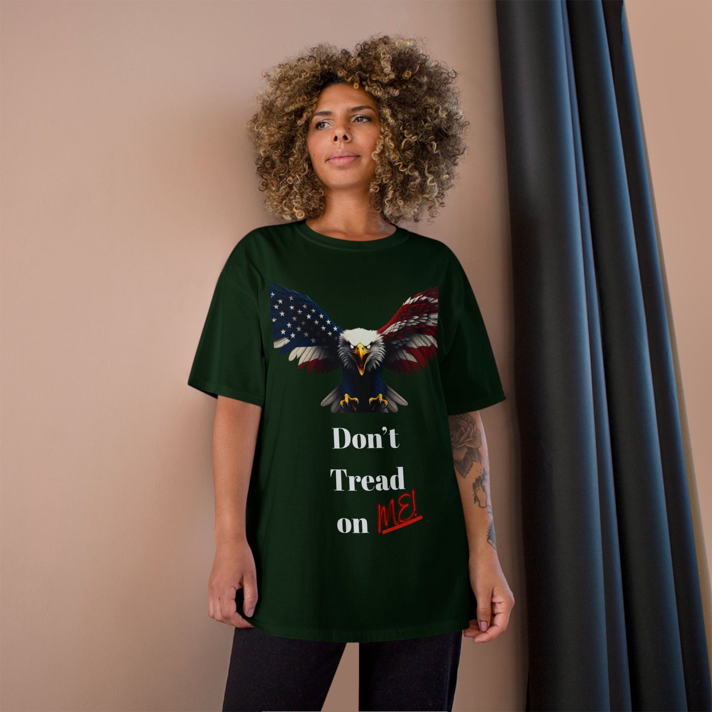 Don't Tread On Me Patriotic Eagle on a Champion T-shirt