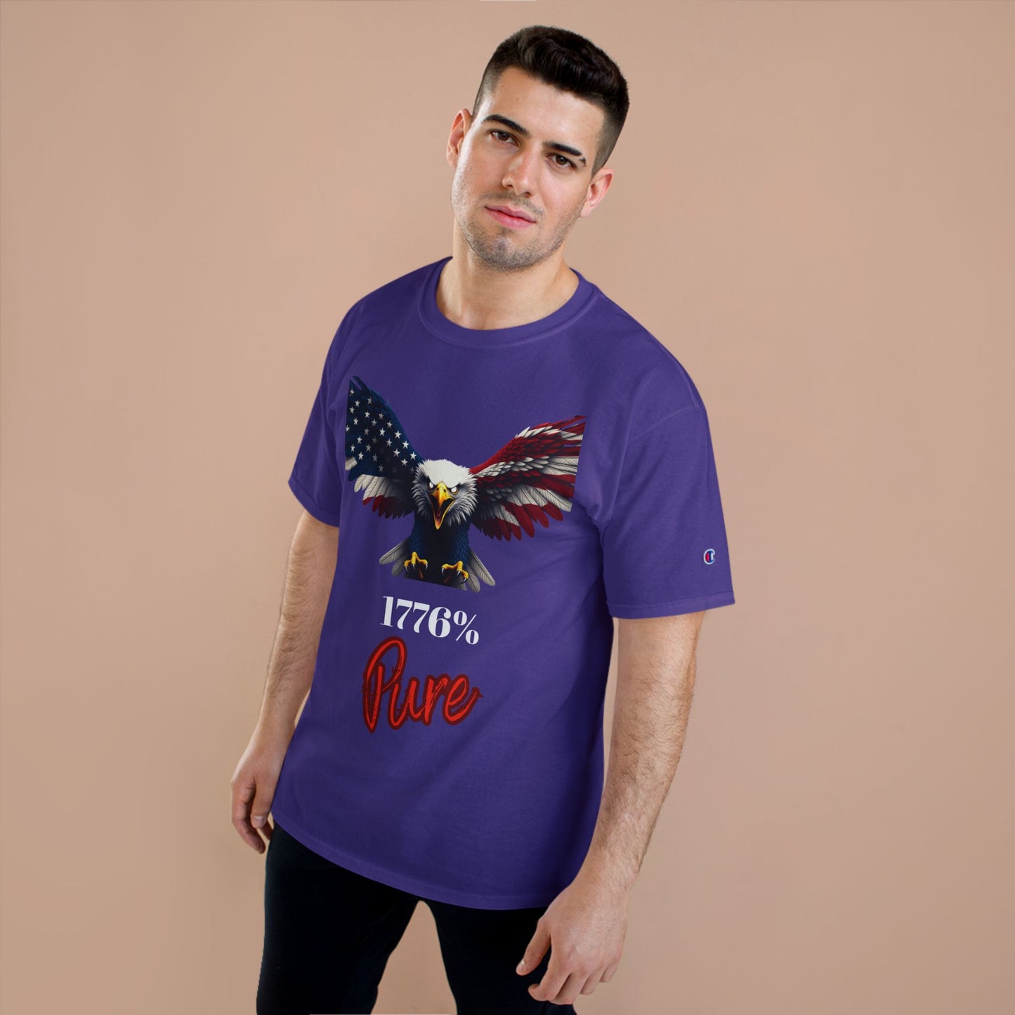 1776% Pure Patriotic Eagle on a Champion T-shirt