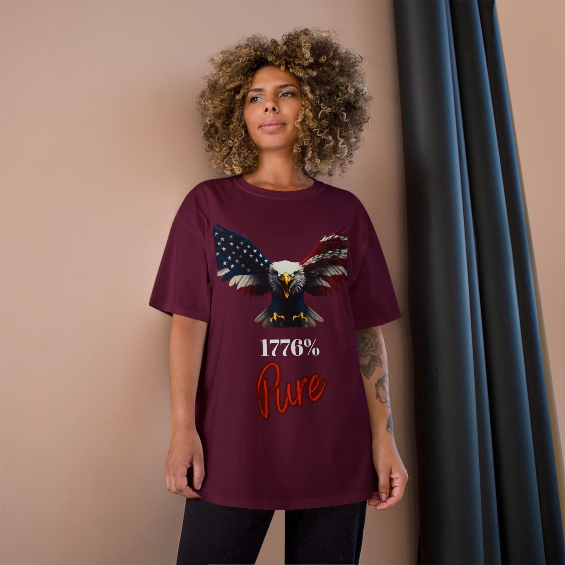 1776% Pure Patriotic Eagle on a Champion T-shirt
