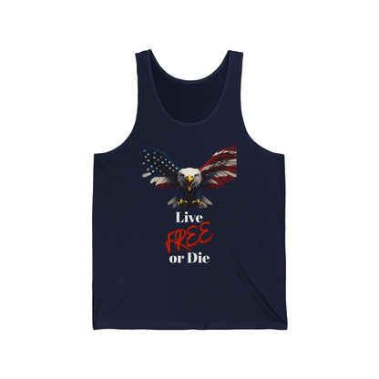 Live Free Or Die Patriotic Eagle on a Premium Tank Top
