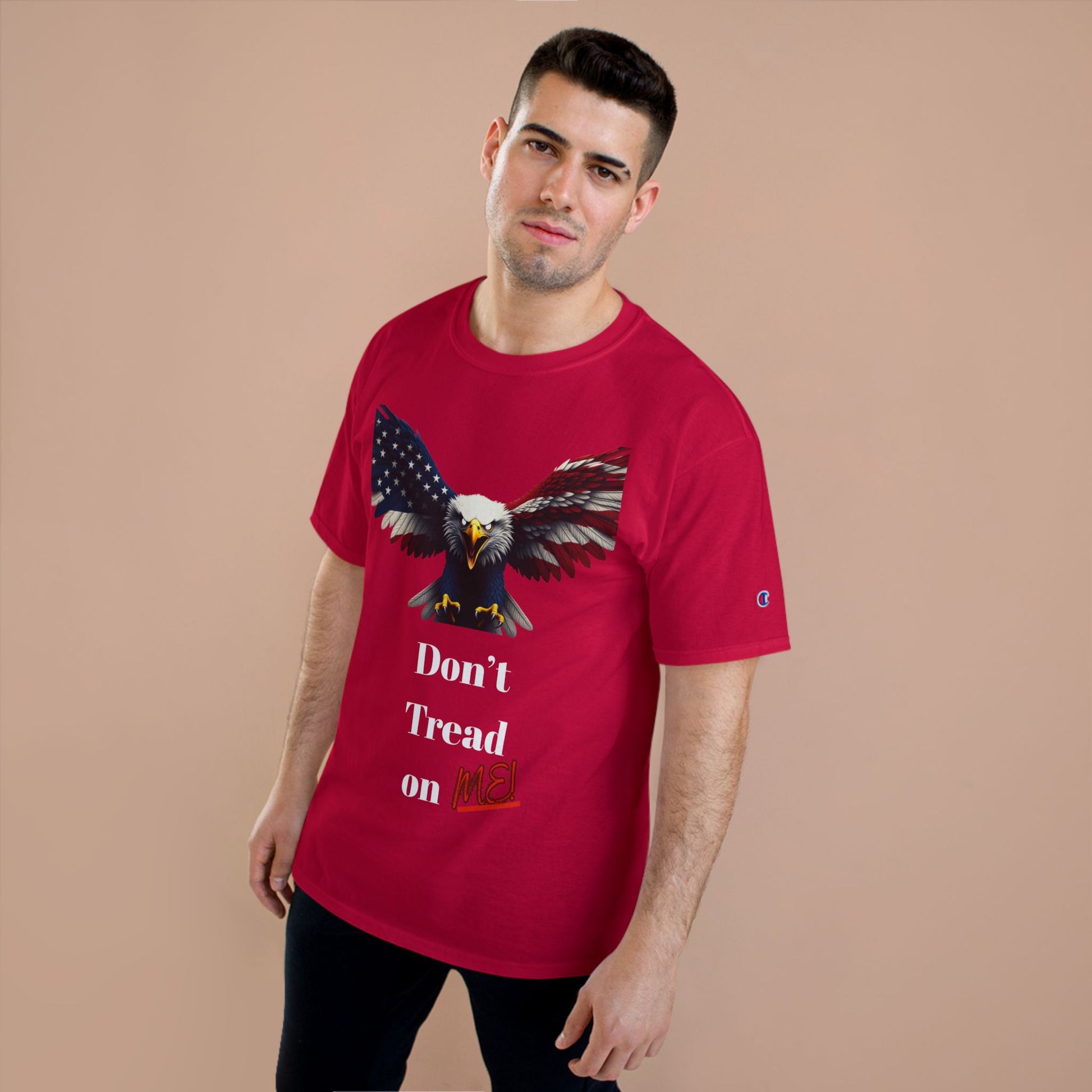 Don't Tread On Me Patriotic Eagle on a Champion T-shirt