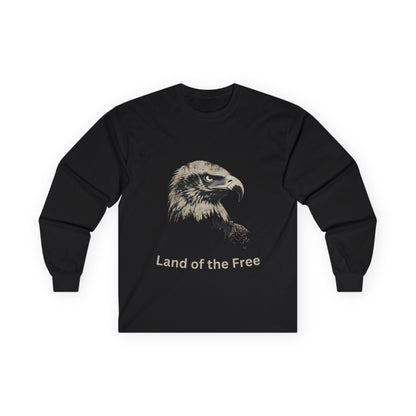 Land of the Free text on a Long-Sleeve Tee