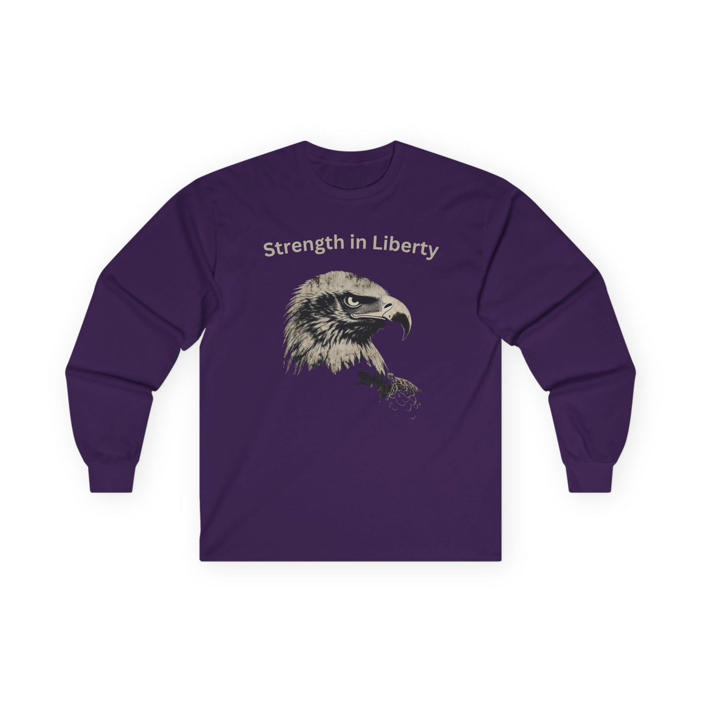Strength in Liberty text on a Long-Sleeve Tee
