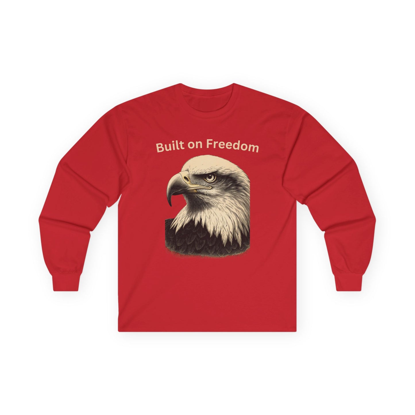 Built on Freedom text on a Long-Sleeve Tee
