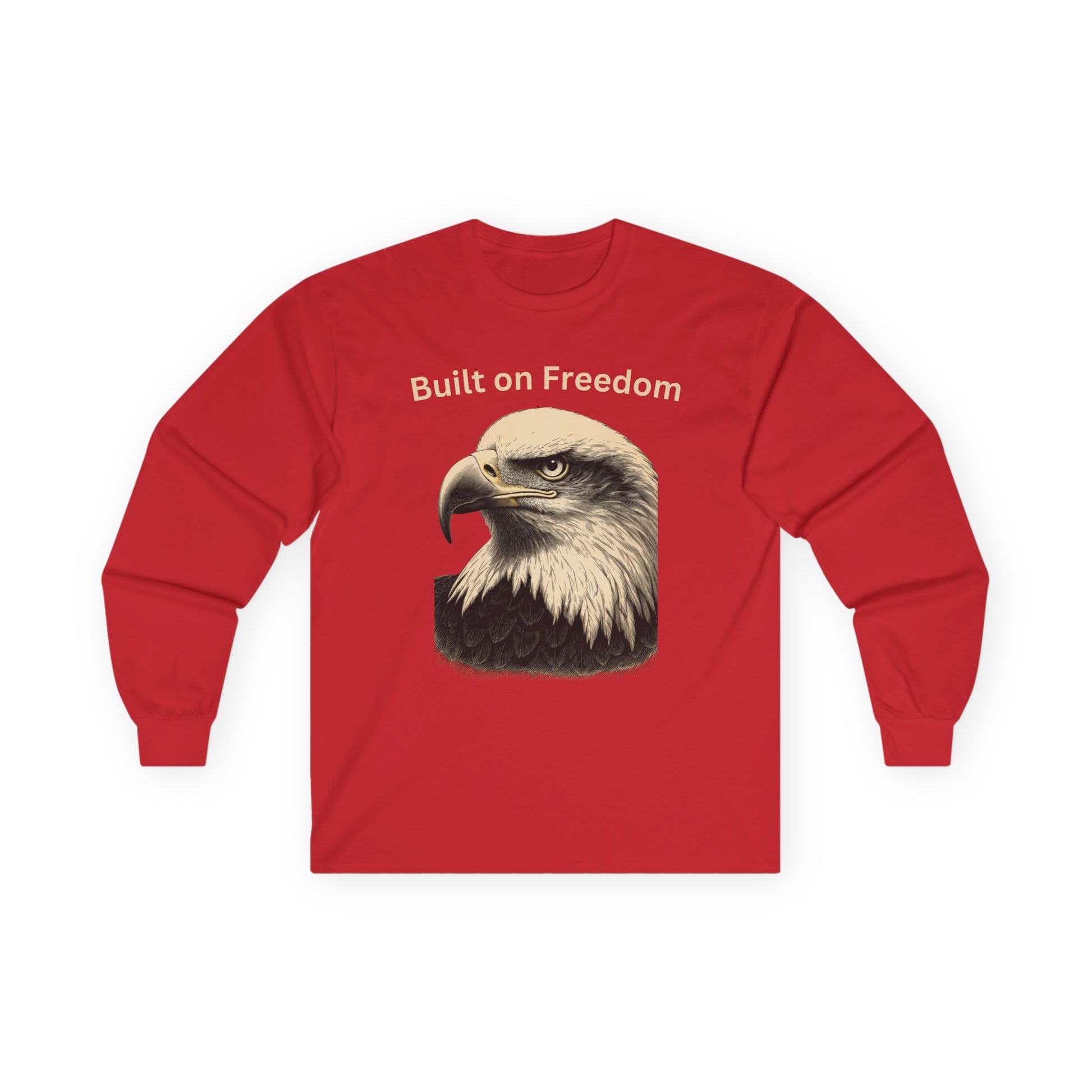 Built on Freedom text on a Long-Sleeve Tee