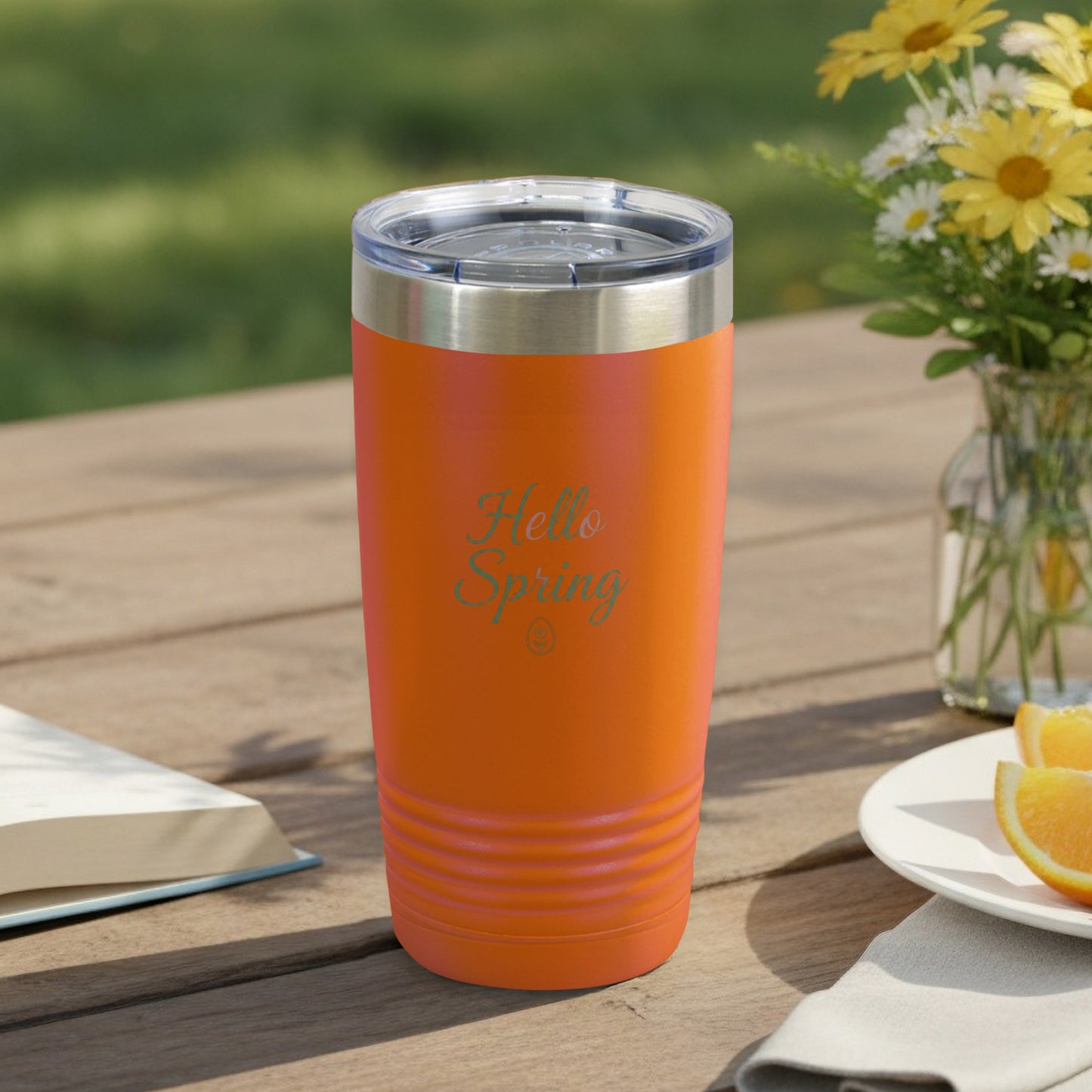 Bright Orange Hello Spring 20oz Insulated Tumbler Product
