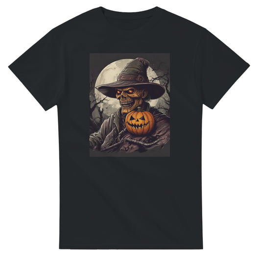 Pumpkin & Glowing Eyes on a Heavyweight T-shirt