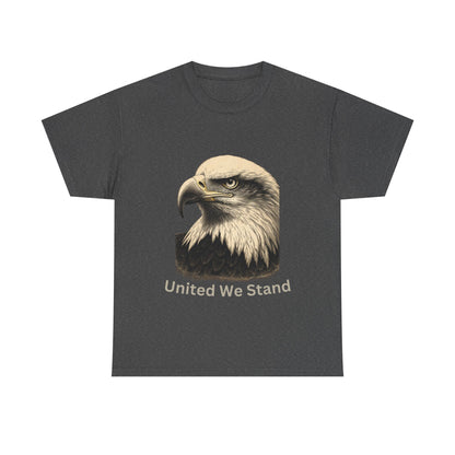 Engraved Eagle - United We Stand - text on the bottom of a Heavyweight T-shirt