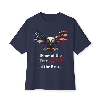 Home Of The Free Because Of The Brave Patriotic Eagle on a Premium Tee