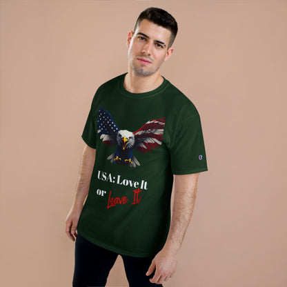 USA Love It Or Leave It Patriotic Eagle on a Champion T-shirt