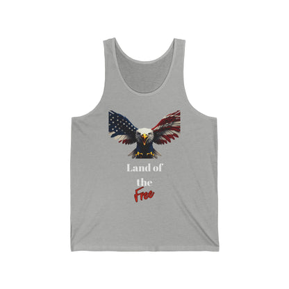 Land Of The Free Patriotic Eagle on a Premium Tank Top