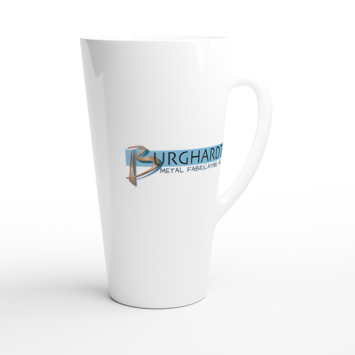 Burghardt Metal Fabricating, inc., logo on a White Latte 17oz Ceramic Mug