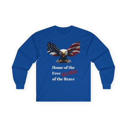 Home Of The Free Because Of The Brave Patriotic Eagle on a long sleeve tee