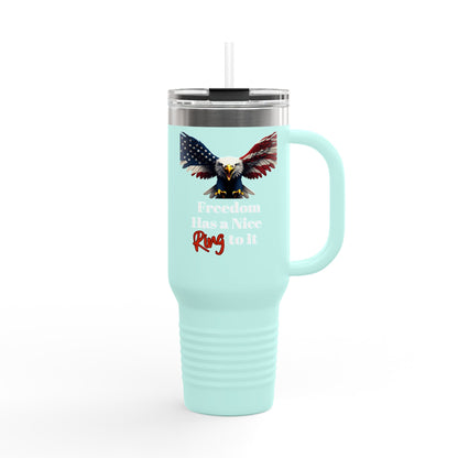 Freedom Has A Ring Patriotic Eagle on a 40oz tumbler