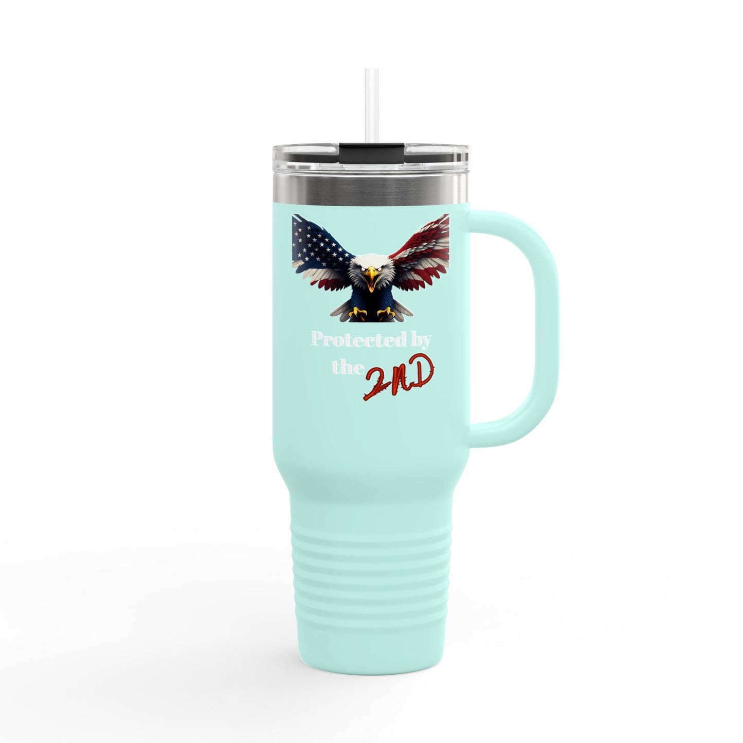 Protected By The 2nd Patriotic Eagle – 40oz Insulated Travel Mug