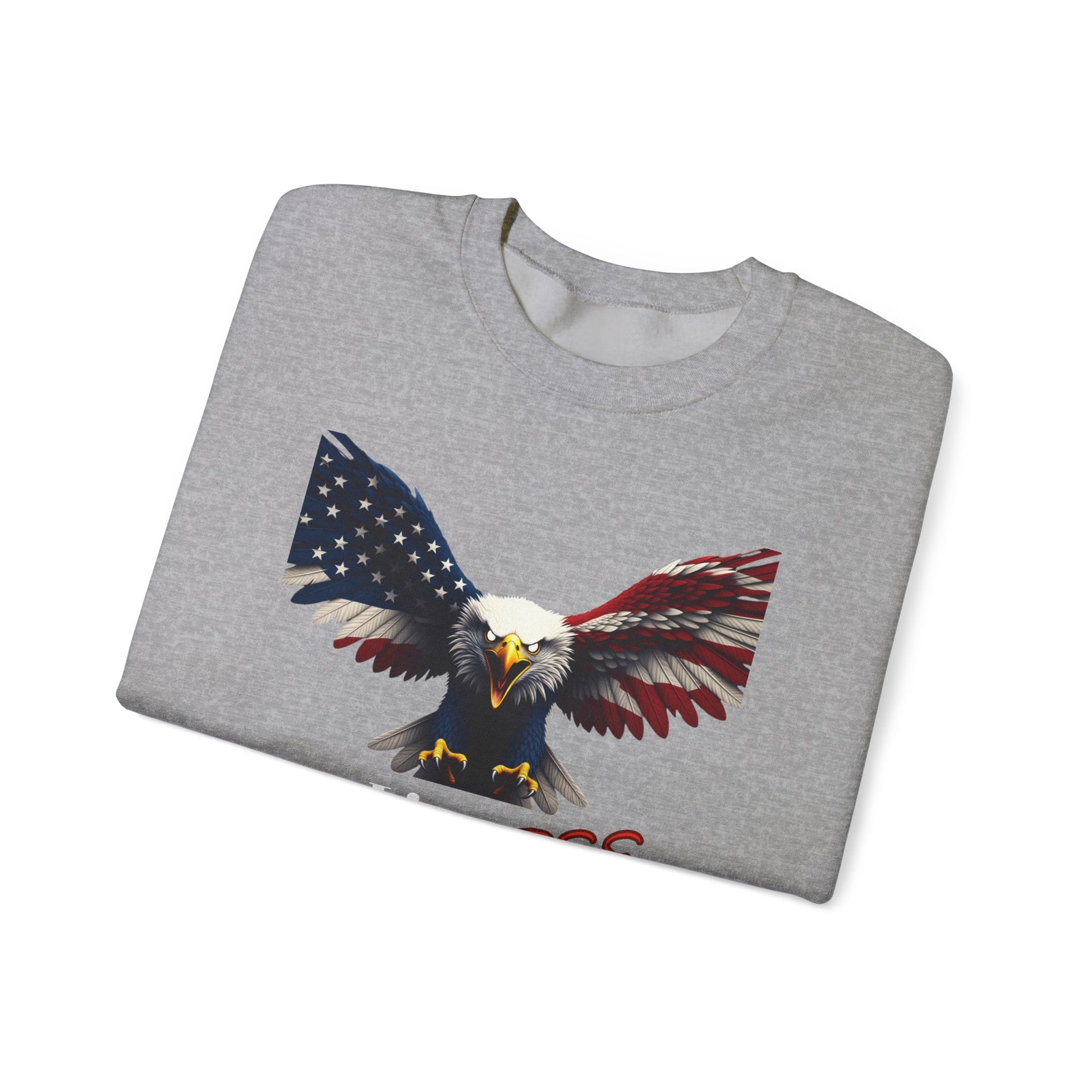 Live Free Or Die Trying Patriotic Eagle text on a Crewneck Sweatshirt