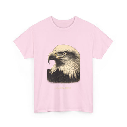 Engraved Eagle - United We Stand - muted text on the bottom of a Heavyweight T-shirt