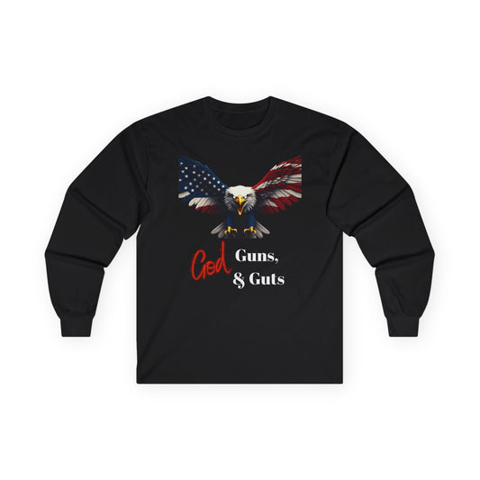 God Guns & Guts Patriotic Eagle on a long sleeve tee