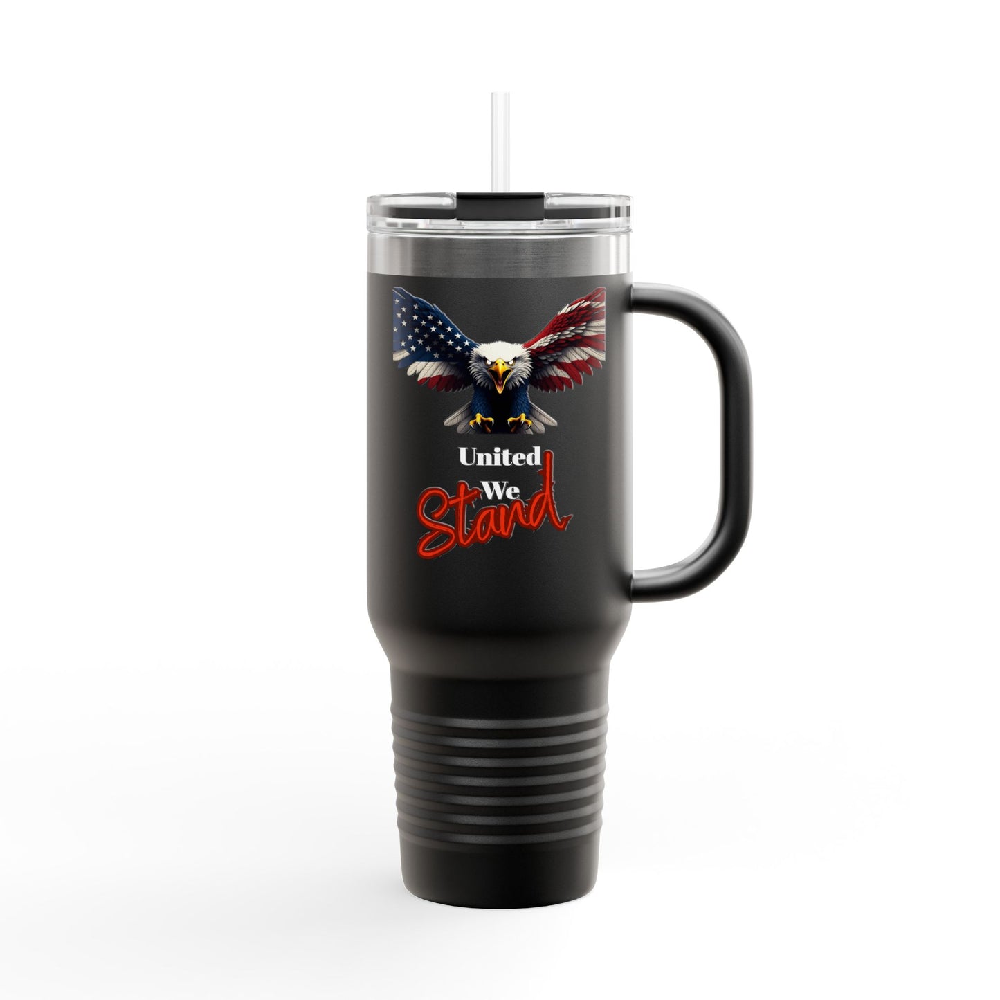 United We Stand Patriotic Eagle on a 40oz Insulated Travel Mug