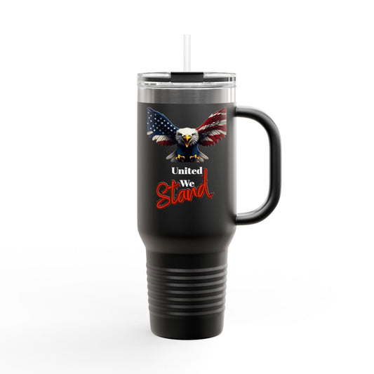 United We Stand Patriotic Eagle on a 40oz Insulated Travel Mug