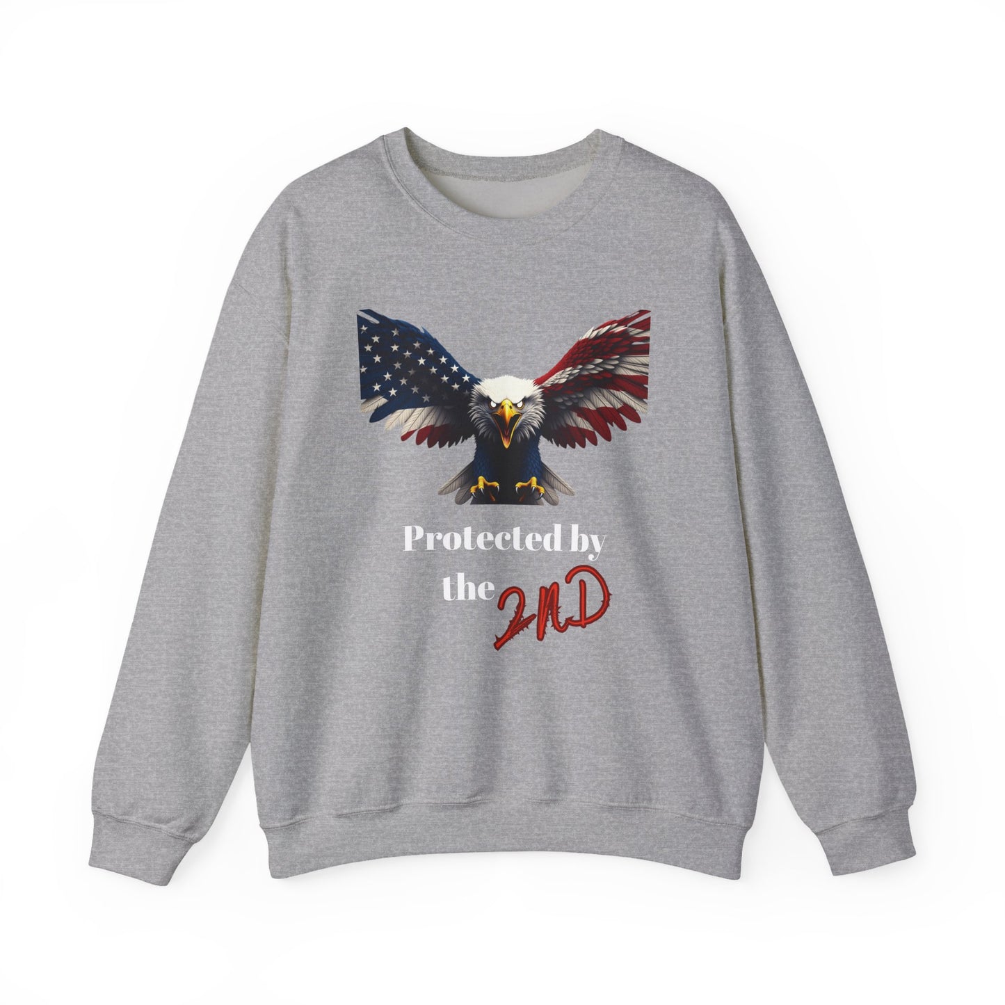 Protected By The 2nd Patriotic Eagle text on a Crewneck Sweatshirt