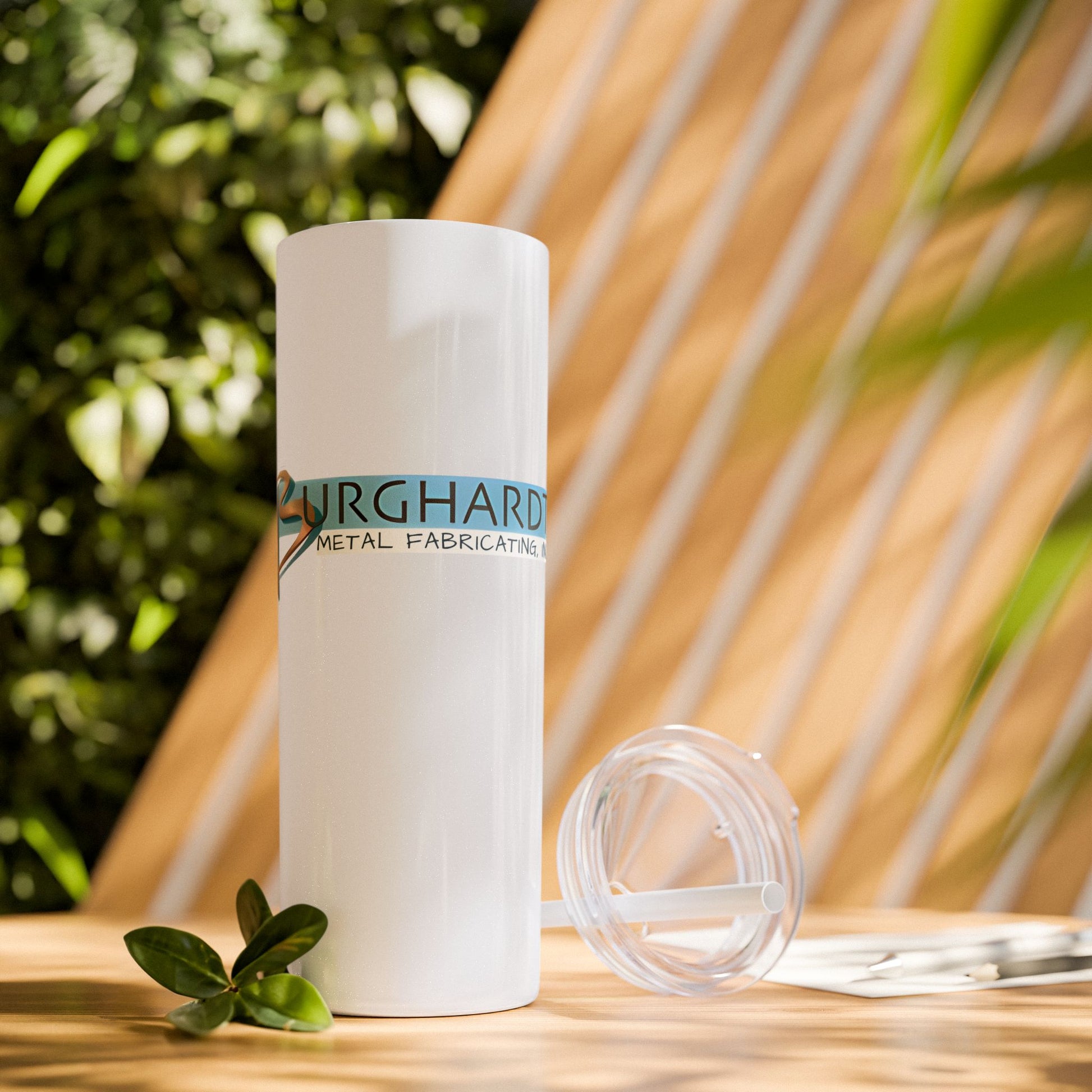 Burghardt Metal Fabricating, Inc., logo on a 20oz Skinny Tumbler
