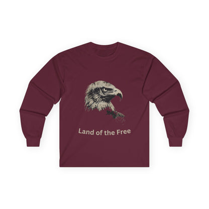 Land of the Free text on a Long-Sleeve Tee