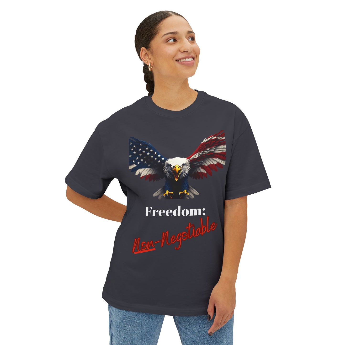 Freedom Non-Negotiable Patriotic Eagle on a Premium Tee
