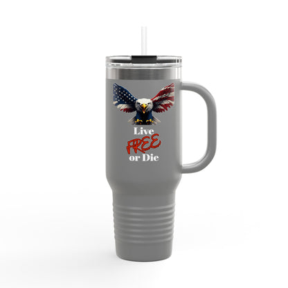 Live Free Or Die Patriotic Eagle on a 40oz tumbler