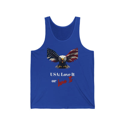 USA Love It Or Leave It Patriotic Eagle on a Premium Tank Top