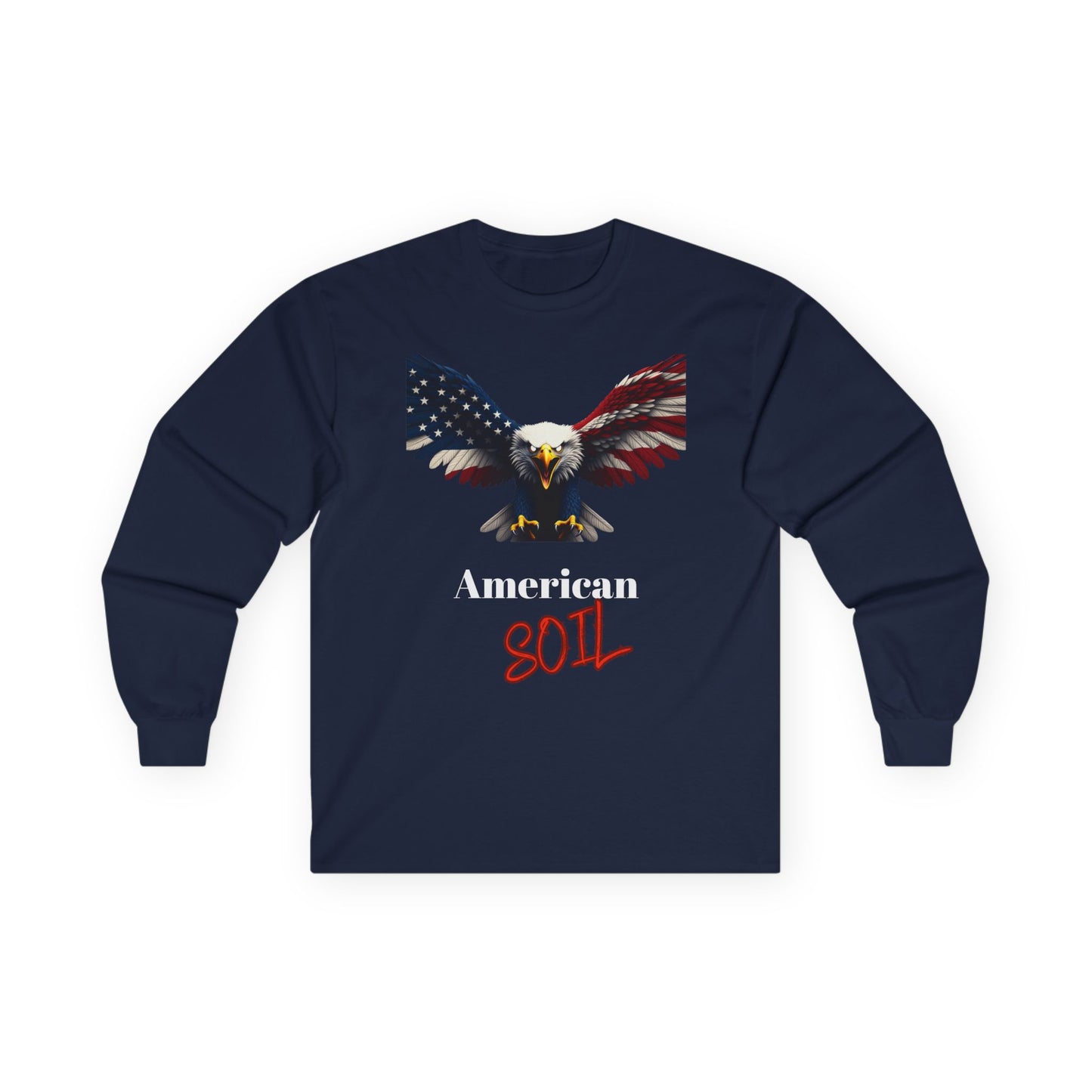 American Soil Patriotic Eagle on a long sleeve tee