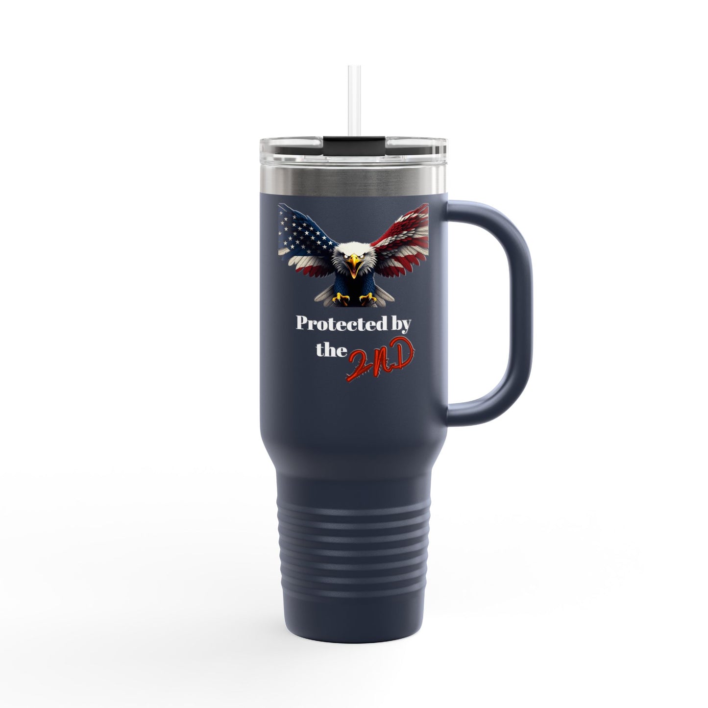 Protected By The 2nd Patriotic Eagle – 40oz Insulated Travel Mug