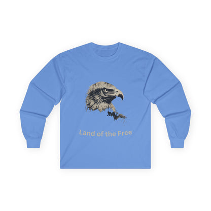 Land of the Free text on a Long-Sleeve Tee