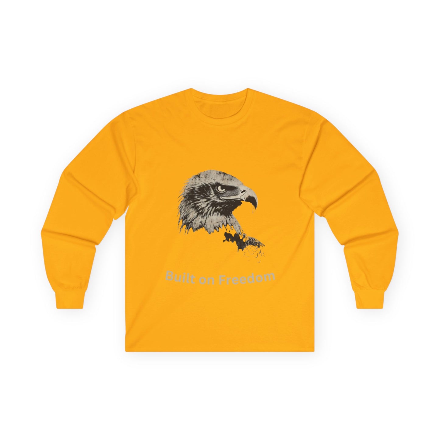 Built of Freedom text on a Long-Sleeve Tee
