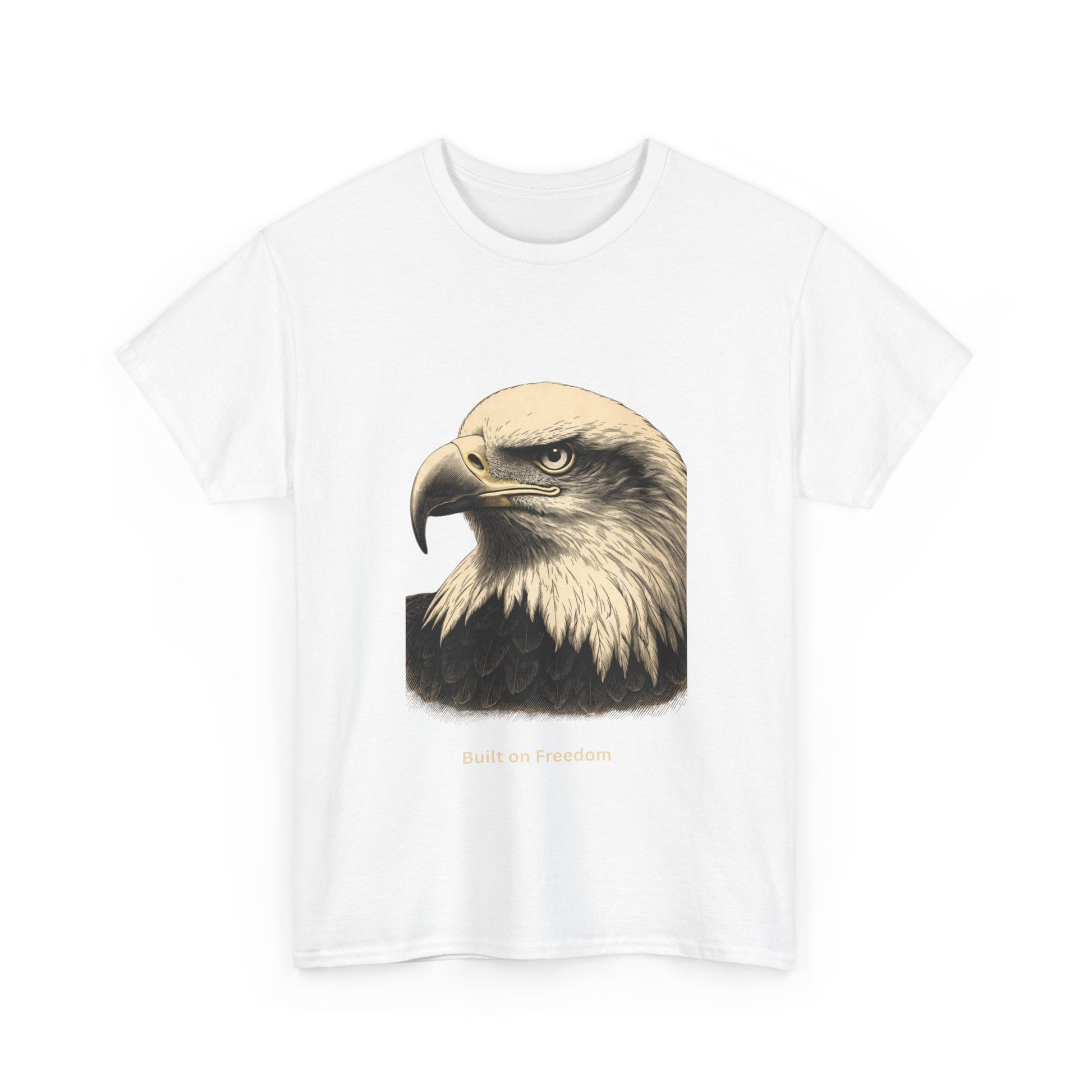 Engraved Eagle - Built for Strength - muted text on the bottom of a Heavyweight T-shirt