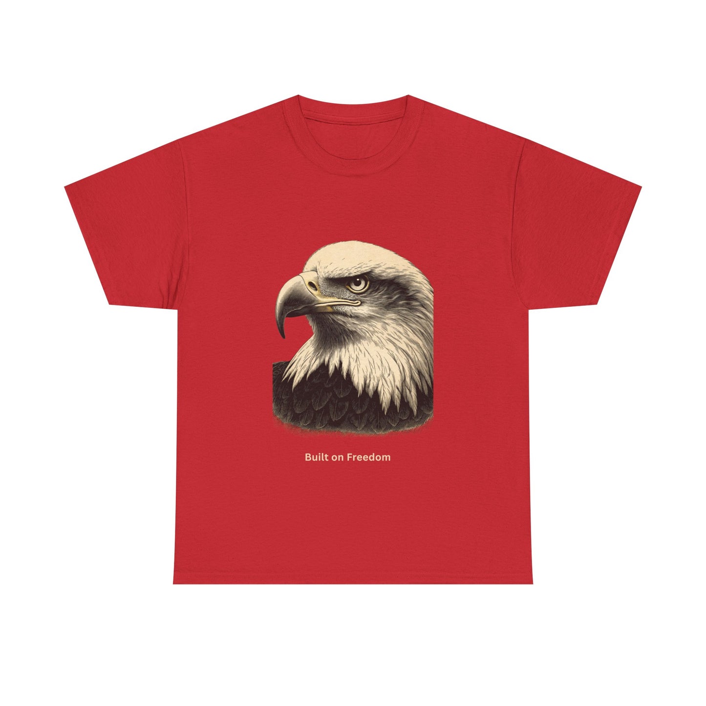 Engraved Eagle - Built for Strength - muted text on the bottom of a Heavyweight T-shirt