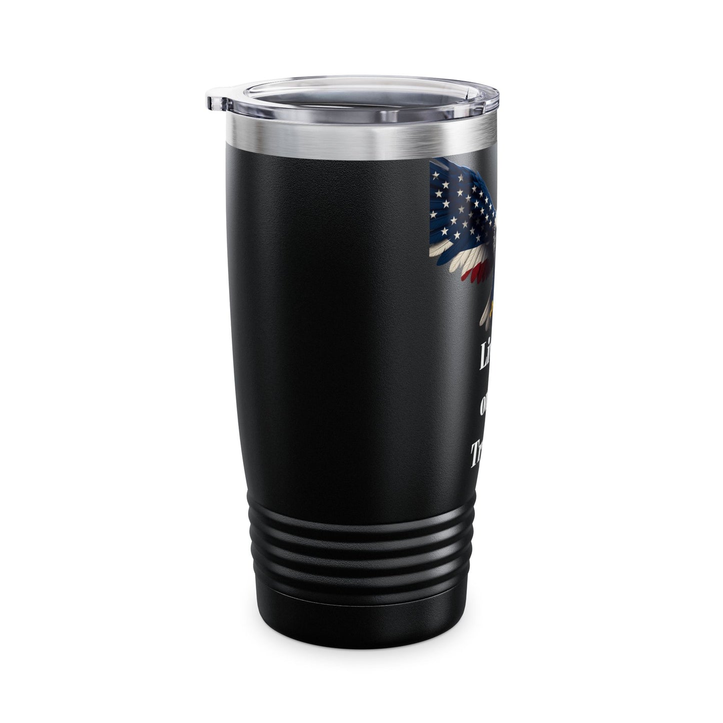 Live Free Or Die Trying Patriotic Eagle on a 20oz Insulated Tumbler