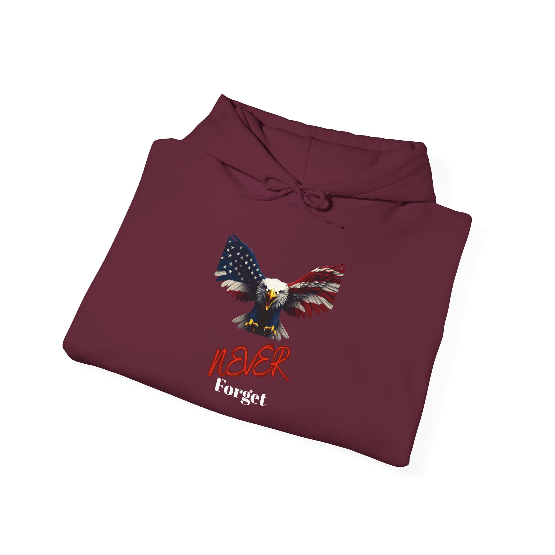 Never Forget Patriotic Eagle on a Pullover Hoodie