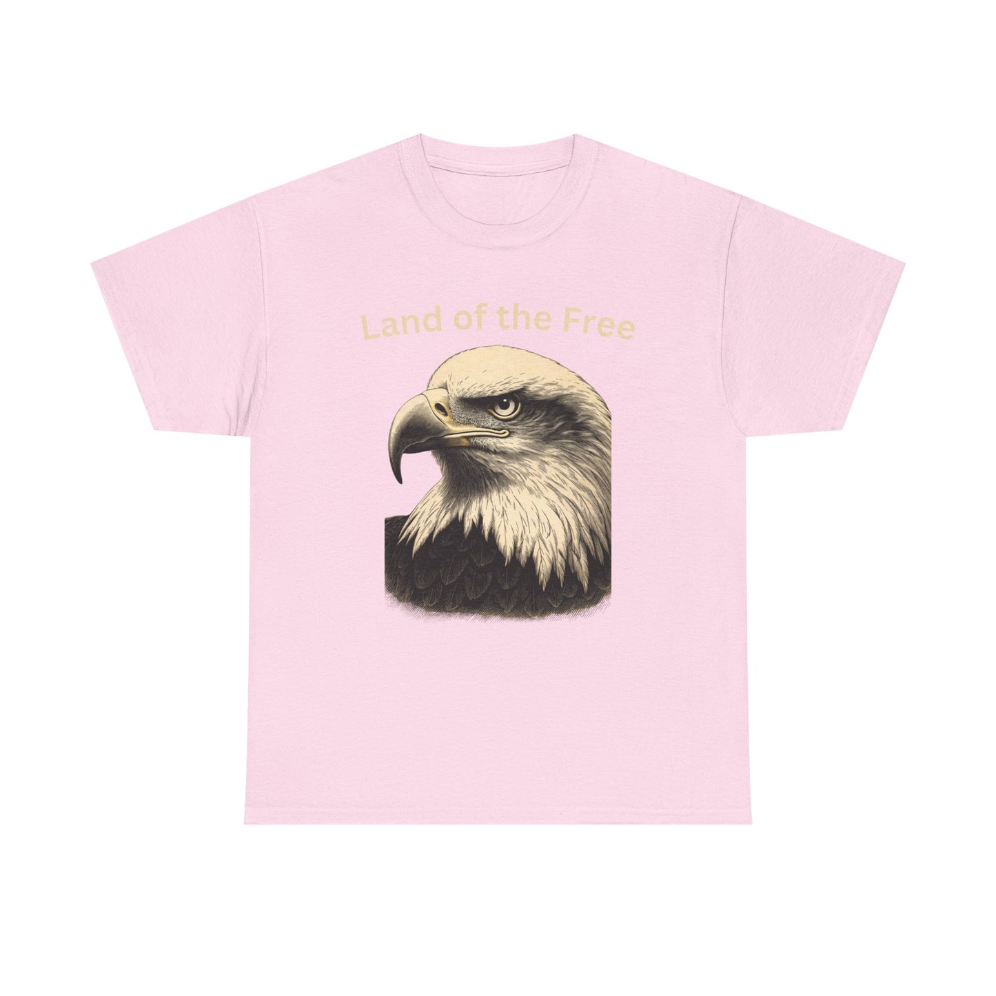 Engraved Eagle - Land of the Free - text on the top of a Heavyweight T-shirt