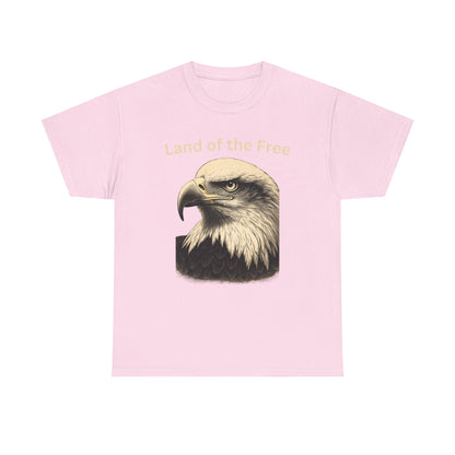 Engraved Eagle - Land of the Free - text on the top of a Heavyweight T-shirt