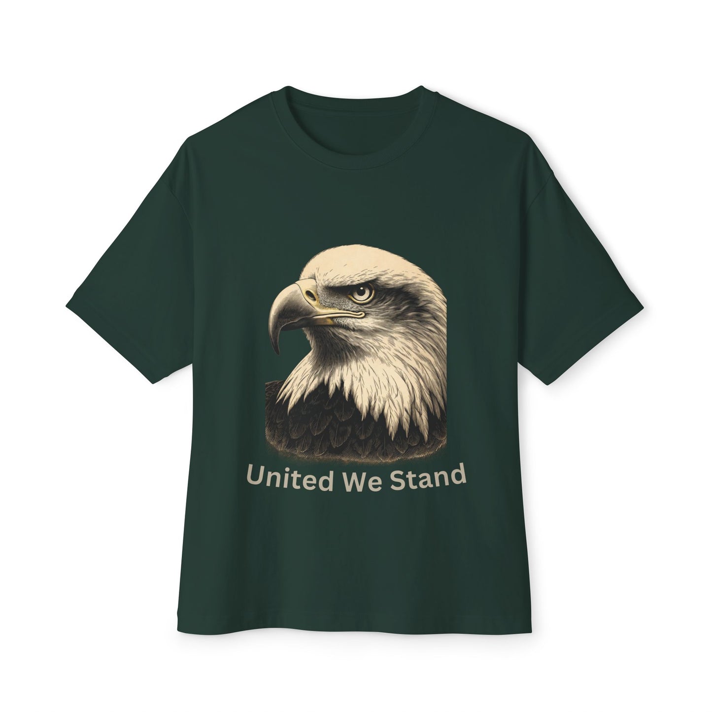 Engraved Eagle - United We Stand text at the bottom of a premium tee