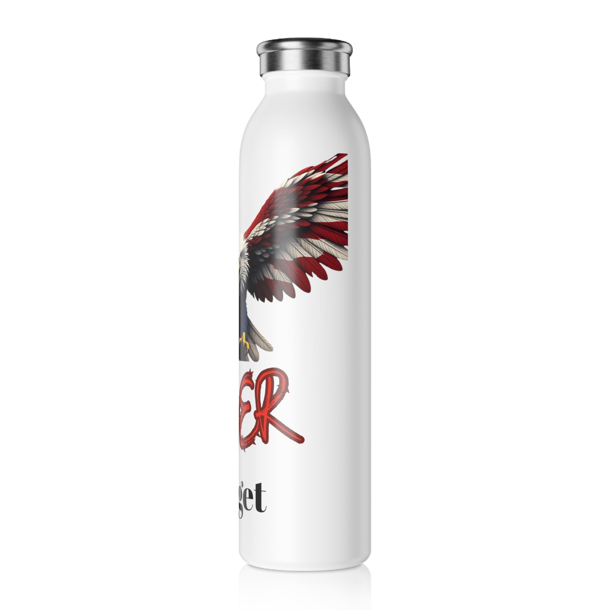 Never Forget Patriotic Eagle on a 20oz Stainless Steel Water Bottle