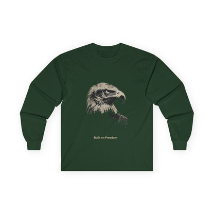 Built of Freedom text on a Long-Sleeve Tee