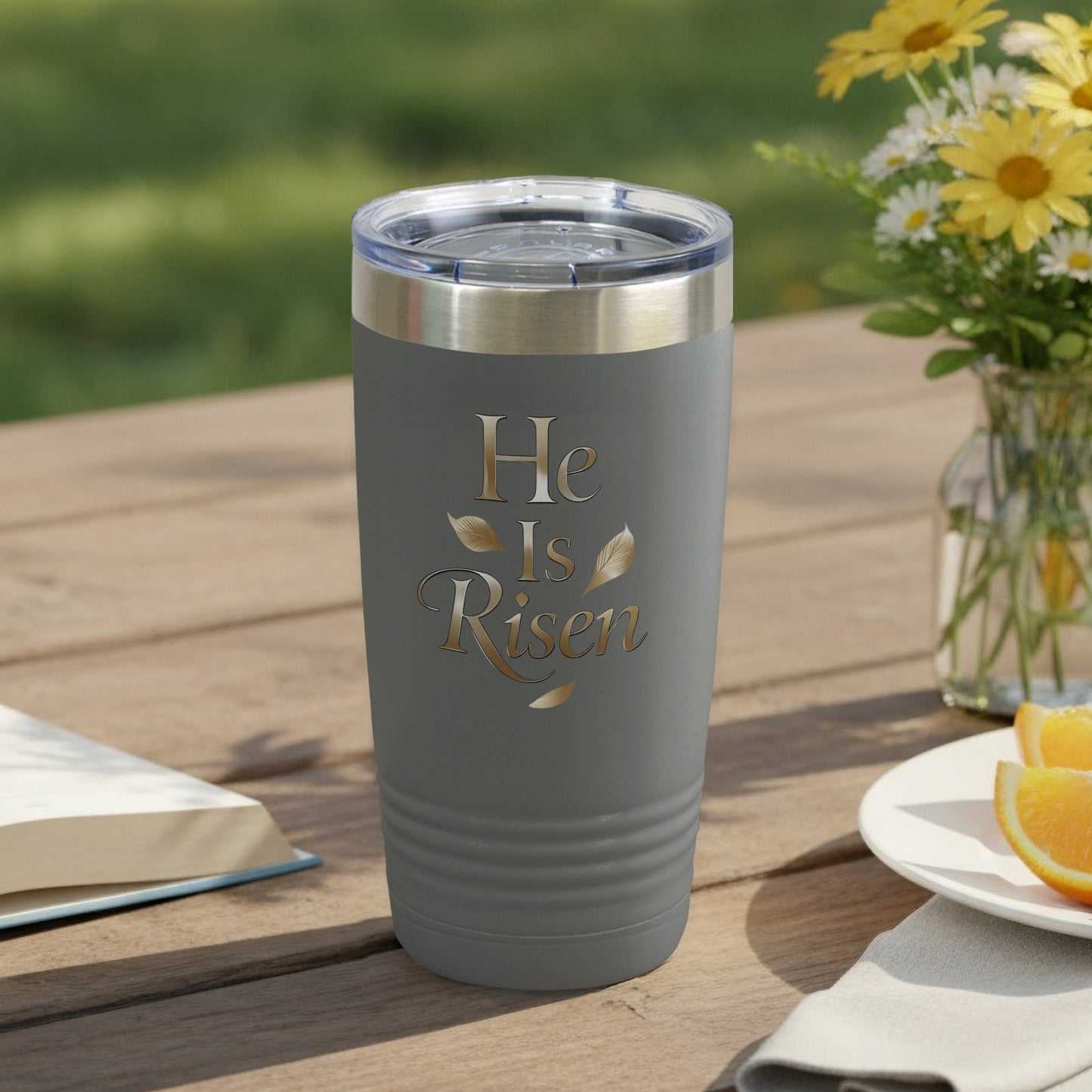 Gray He Is Risen Scripture Insulated Tumbler product type