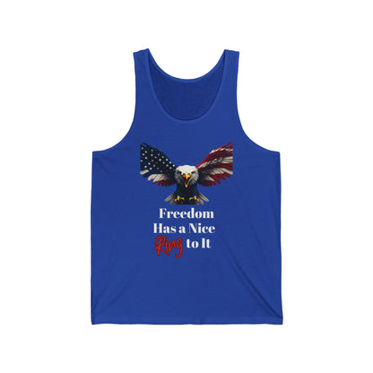 Freedom Has A Nice Ring To It Patriotic Eagle on a Premium Tank Top