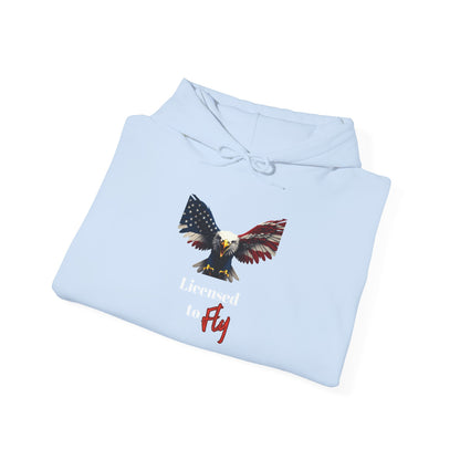 Licensed To Fly Patriotic Eagle on a Pullover Hoodie
