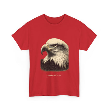 Engraved Eagle - Land of the Free - muted text on the bottom of a Heavyweight T-shirt